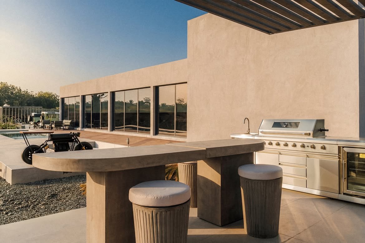 The outdoor kitchen