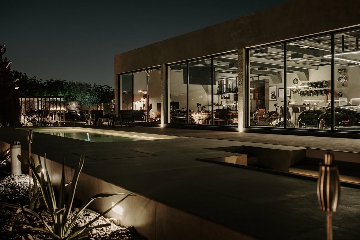 The floor lit across the pool